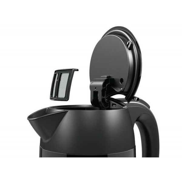 Чайники, термопоты: Чайник BOSCH TWK3P423 2400 Вт, 1.7 л, DesignLine, нержавеющая сталь, цвет черный,  скрытый нагревательный элемент, фильтр от накипи фотографии