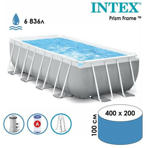 Бассейны: Бассейн каркасный Intex Prism Frame 400 х 200 х 100 см фильтр-насос, лестница [26788NP] фотографии