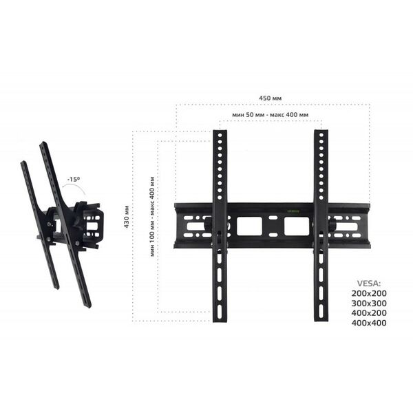 Купить Наклонный подвес для телевизоров HARPER TVT-5530 26-55", ТВ до 30 кг, Vesa до 400х400, изображение 2 в интернет-магазине Irkshop.ru