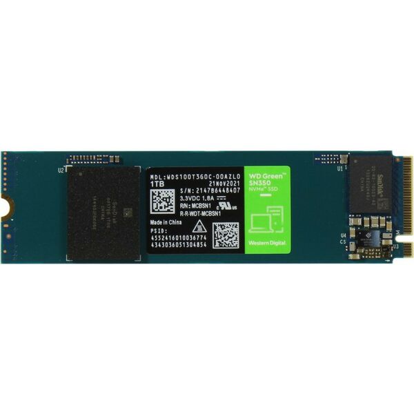 SSD-накопители: SSD-накопитель Western Digital 1 Tb Green SN350 M.2 2280 M [WDS100T3G0C] фотографии