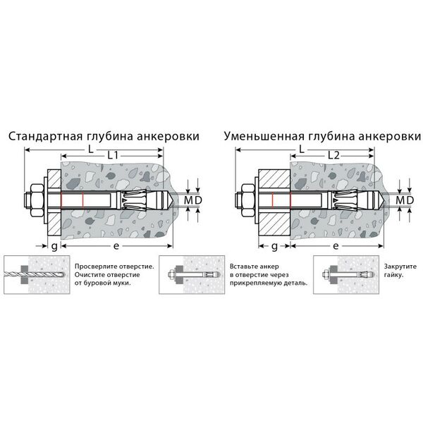 Купить Анкер клиновой оцинкованный KRAFTOOL М20x270 мм ETA Option 7, 10шт [302184-20-270], изображение 2 в интернет-магазине Irkshop.ru