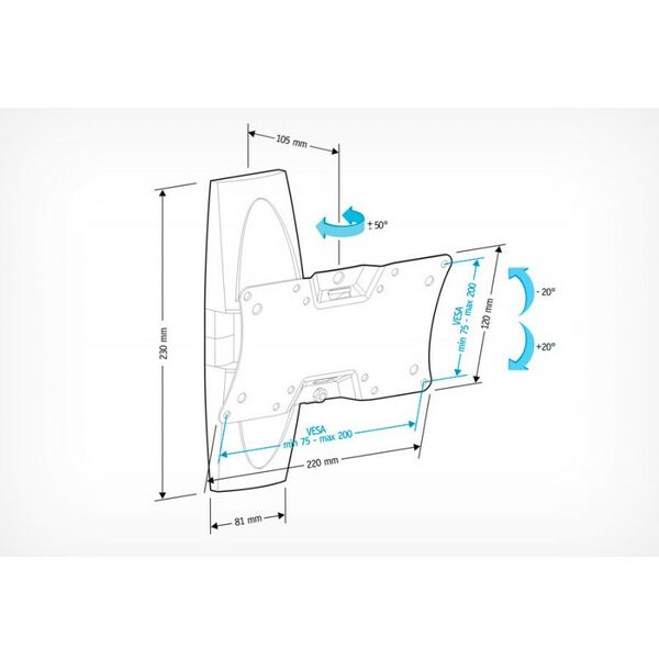Крепеж для аудио-видео техники: Кронштейн Holder LCDS-5062 черный глянец фотографии
