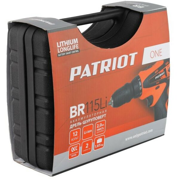 Дрели и шуруповерты: Дрель-шуруповерт аккумуляторная Patriot BR 115Li 12.0В, 2.0Ач, 25Нм [180201115] фотографии