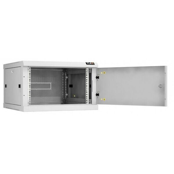 Шкафы и стойки: Настенный разборный шкаф TLK TWC-066060-R-M-GY 19", 6U, металлическая дверь, Ш600хВ370хГ600мм, 2 пары монтажных направляющих, серый фотографии
