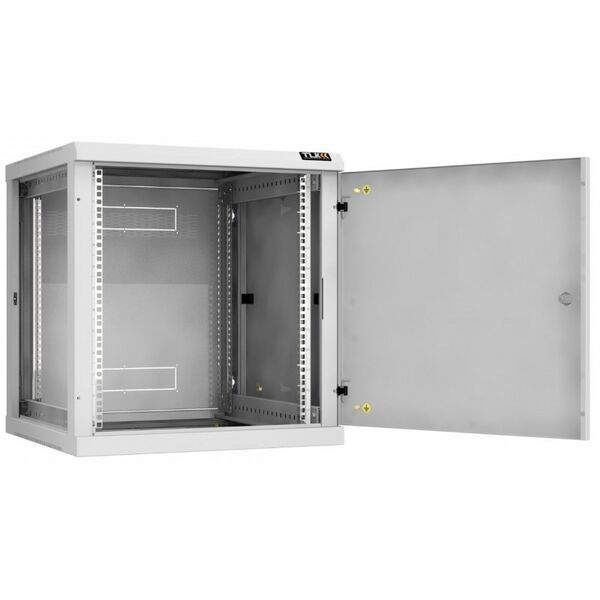 Шкафы и стойки: Настенный разборный шкаф TLK TWC-126060-R-M-GY 19", 12U, металлическая дверь, Ш600хВ636хГ600мм, 2 пары монтажных направляющих, серый фотографии