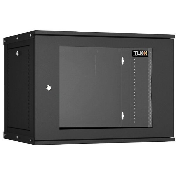 Шкафы и стойки: Настенный разборный шкаф TLK TWI-096045-R-G-BK 19", 9U, стеклянная дверь, Ш600хВ436хГ450мм, 1 пара монтажных направляющих, черный фотографии