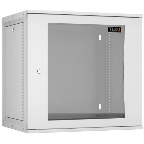 Шкафы и стойки: Настенный разборный шкаф TLK TWI-126045-R-G-GY 19", 12U, стеклянная дверь, Ш600хВ569хГ450мм, 1 пара монтажных направляющих, серый фотографии