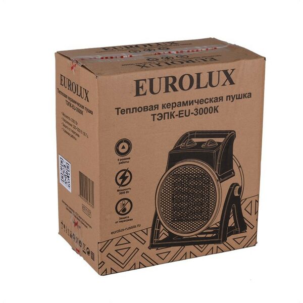Тепловые пушки: Тепловая электрическая пушка Eurolux ТЭПК-EU-3000K керамический нагревательный элемент, круглая [67/1/37] фотографии