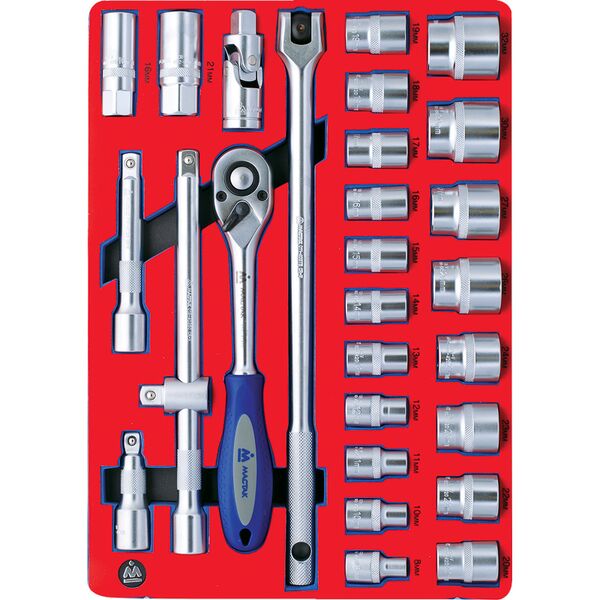 Купить Набор торцевых головок 1/2" с принадлежностями МАСТАК 5-004228 двенадцатигранные, ложемент, 28 предметов в интернет-магазине Irkshop.ru