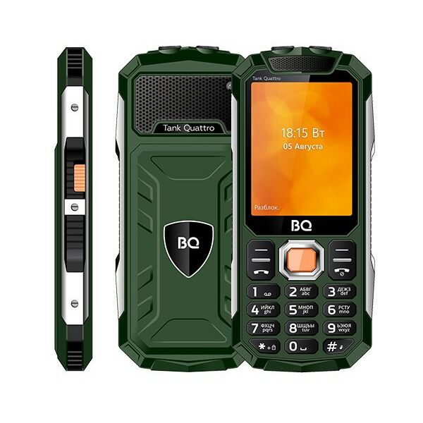 Сотовые телефоны GSM: Мобильный телефон BQ 2819 Tank Quattro зеленый фотографии