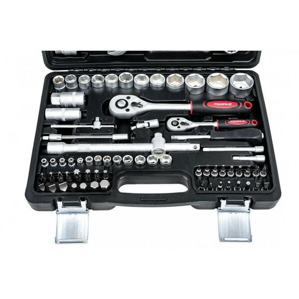 Наборы инструментов и ключи: Набор инструментов MAXPILER MXT-82-SET 82 предмета, 1/2" и 1/4", CrV фотографии