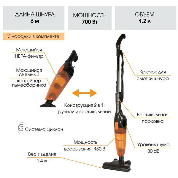 Пылесосы: Пылесос-циклон вертикальный Endever SkyClean VC-277 [90026] фотографии