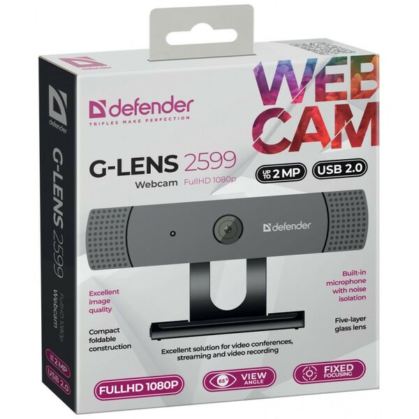 Веб-камеры: Интернет-камера Defender G-Lens 2599 FullHD 1080p USB2.0, 1920x1080, микрофон [63199] фотографии