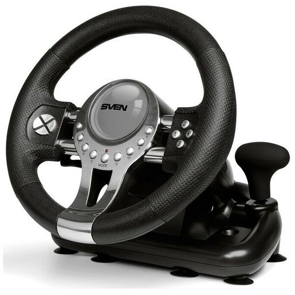 Рули и джойстики: Руль SVEN GC-W800 Black Vibration, рулевое колесо, педали, рычаг КПП, 12кн., PS3/PS4/ Xbox One/USB фотографии