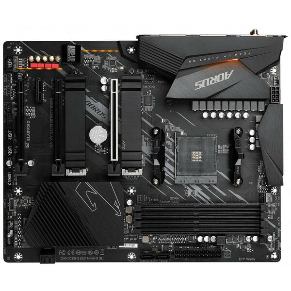 Материнские платы: Материнская плата GigaByte B550 AORUS ELITE AX V2 AM4 <B550> 3xPCI-E HDMI+DP 2.5GbLAN+WiFi+BT SATA RAID ATX 4DDR4 (RTL) фотографии