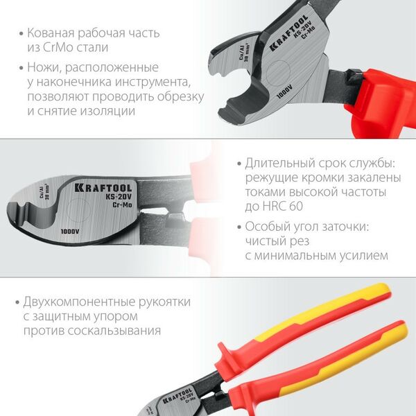 Диэлектрический инструмент: Кабелерез диэлектрический KRAFTOOL KS-20V [23333-20V] фотографии