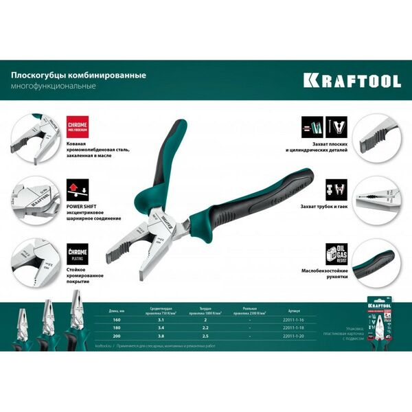 Столярно-слесарный инструмент: Плоскогубцы комбинированые KRAFTOOL 200 мм [22011-1-20] фотографии