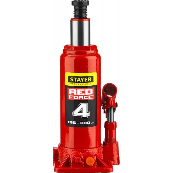 Домкраты: Домкрат бутылочный гидравлический STAYER RED FORCE 4т 195-380мм [43160-4] фотографии