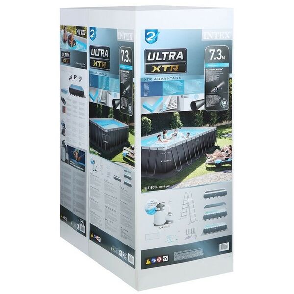 Бассейны: Бассейн каркасный Intex Ultra XTR Frame 732х366х132 см комбинированный фильтр-насос, лестница, тент, подстилка, волейбольная сетка, набор для чистки [26368] фотографии