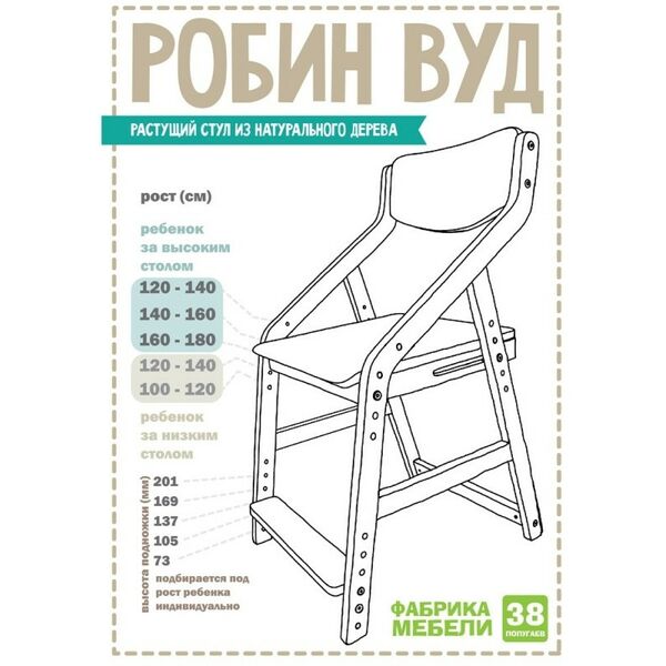 Детские кресла и стулья:  38 Попугаев Стул растущий «Робин Wood» 38 Попугаев (Шимо тёмный) фотографии