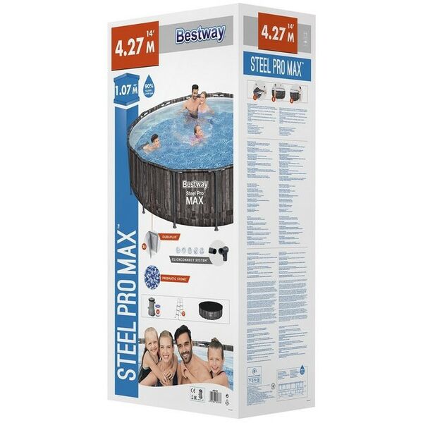 Бассейны: Бассейн каркасный Bestway Steel Pro 427 х 107 см фильтр-насос, лестница, тент [5614Z] фотографии