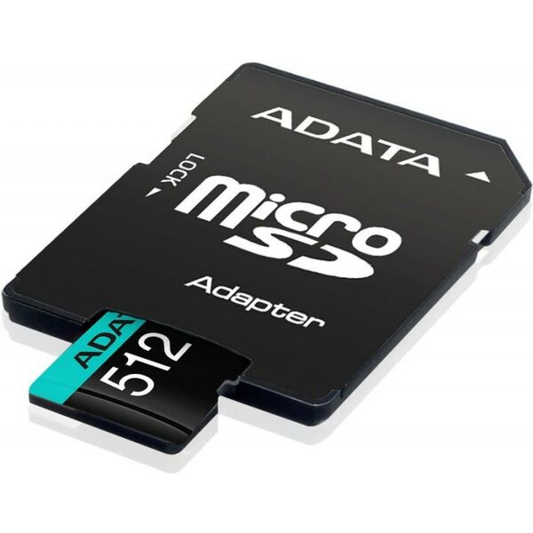 Secure Digital карты: Карта памяти micro SDXC AData Premier Pro 512Gb UHS-I U3, 100 МБ/с, Class 10, переходник SD [AUSDX512GUI3V30SA2-RA1] фотографии