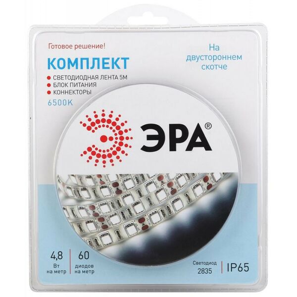Светодиодные ленты: Светодиодная лента ЭРА 2835kit-4,8-60-12-IP65-6500-5m, 24Вт, 5м [Б0043063] фотографии