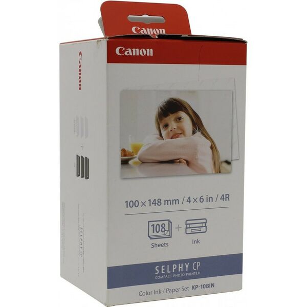 Для Canon (оригинал):  Canon KP-108IN Color Ink / Paper Set картридж+бумага 108л.100x148mm, для Selphy CP серии фотографии