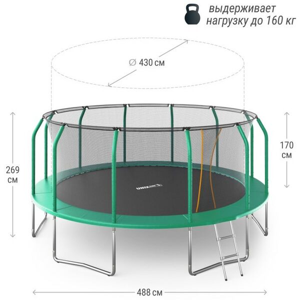 Батуты: Батут UNIX line SUPREME BASIC 16 ft (green) фотографии