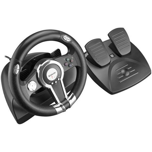 Рули и джойстики: Руль Defender Gotcha Vibration, рулевое колесо, педали, 8поз.перекл.,12кн., USB [64398] фотографии