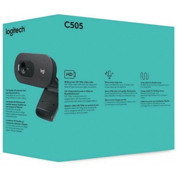 Веб-камеры: Интернет-камера Logitech C505 HD USB2.0,  1280x720, микрофон [960-001364] фотографии