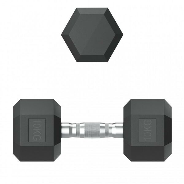 Гантели: Гантель гексагональная UNIXFIT 10 кг обрезиненная, пара фотографии