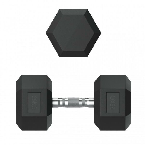 Гантели: Гантель гексагональная UNIXFIT 25 кг обрезиненная, пара фотографии