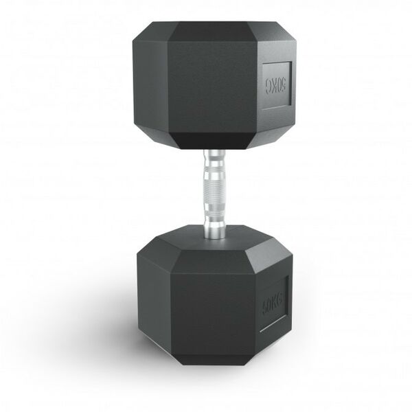 Гантели: Гантель гексагональная UNIXFIT 50 кг обрезиненная, пара фотографии