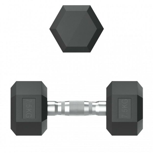 Гантели: Гантель гексагональная UNIXFIT 7,5 кг обрезиненная, пара фотографии