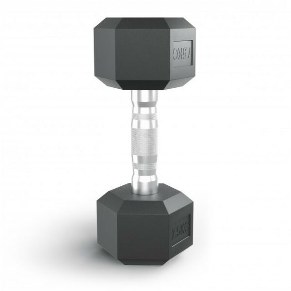 Гантели: Гантель гексагональная UNIXFIT 7,5 кг обрезиненная, пара фотографии