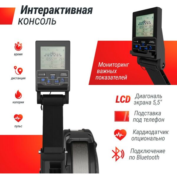 Гребные тренажеры: Гребной тренажер UNIXFIT Air Rower-X Black фотографии