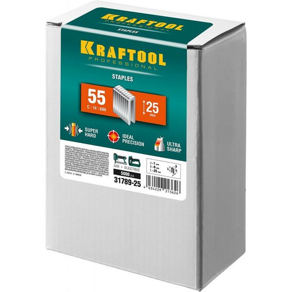 Скобы для степлера: Скобы для степлера KRAFTOOL 25 мм тип 18GA (55 / 90 / C), 5000 шт [31789-25] фотографии