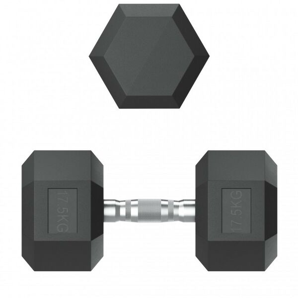 Гантели: Гантель гексагональная UNIXFIT 17,5 кг обрезиненная, пара фотографии