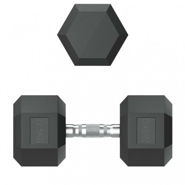 Гантели: Гантель гексагональная UNIXFIT 22,5 кг обрезиненная, пара фотографии