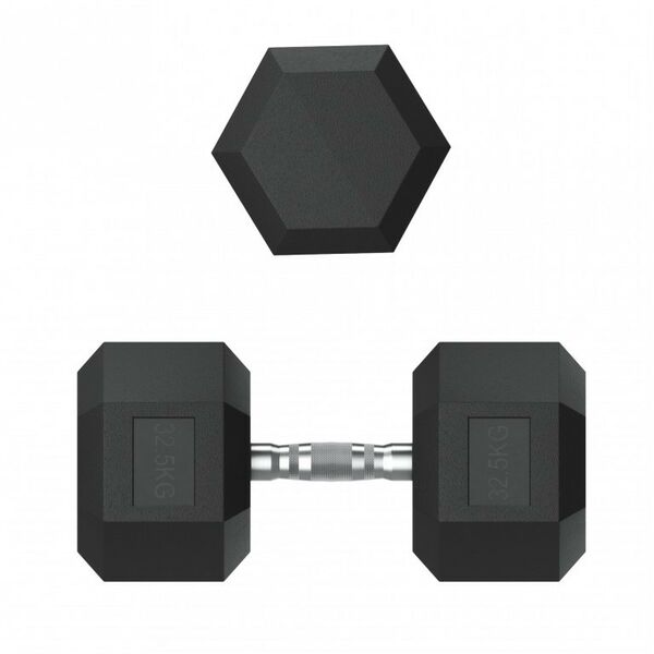 Гантели: Гантель гексагональная UNIXFIT 32,5 кг обрезиненная, пара фотографии