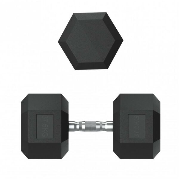 Гантели: Гантель гексагональная UNIXFIT 37,5 кг обрезиненная, пара фотографии