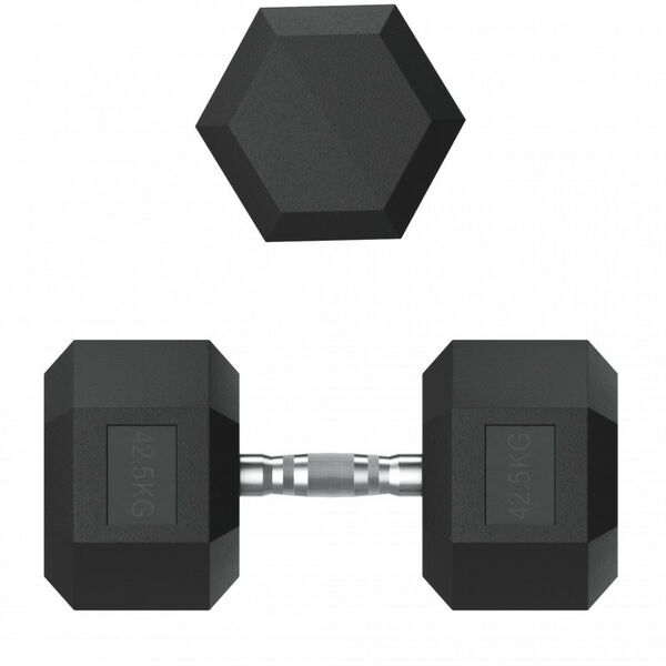 Гантели: Гантель гексагональная UNIXFIT 42.5 кг обрезиненная, пара фотографии