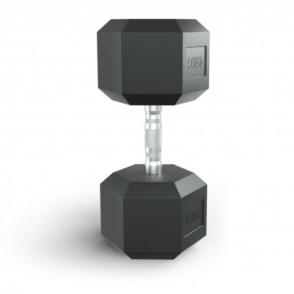 Гантели: Гантель гексагональная UNIXFIT 45 кг обрезиненная, пара фотографии