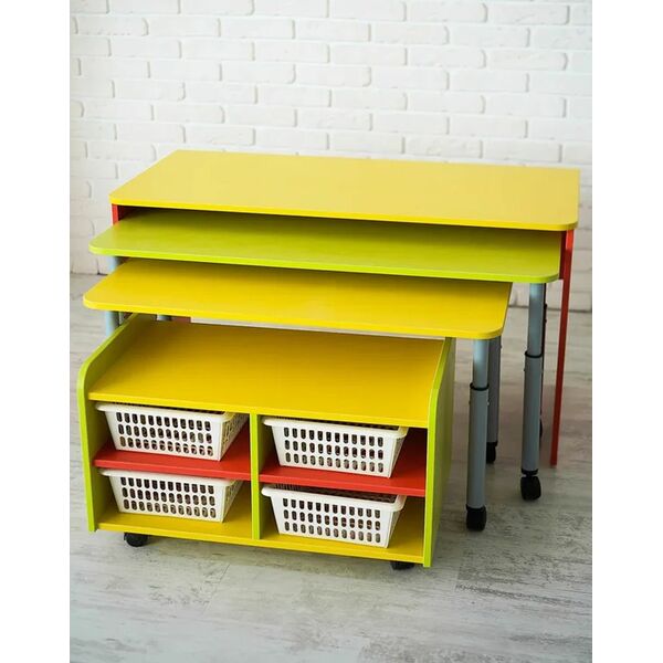 Купить Многофункциональный детский стол с набором корзин «Поместим все» желтый в интернет-магазине Irkshop.ru