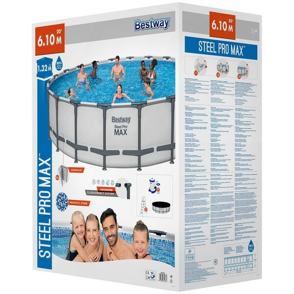 Бассейны: Бассейн каркасный Bestway Steel Pro Max 610х132 см фильтр-насос, лестница, тент [561FM] фотографии
