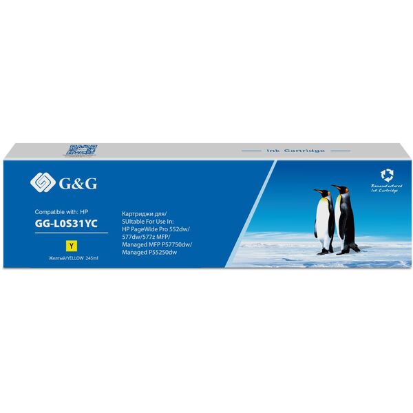 Купить Картридж струйный G&G GG-L0S31YC желтый 976YC для HP PageWide Pro 552/577/55250 MFP 57750 245ml в интернет-магазине Irkshop.ru