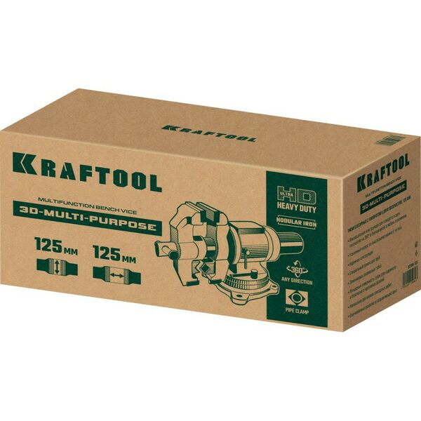 Тиски, струбцины, наковальни, верстаки: Чугунные слесарные тиски KRAFTOOL 3D Multi-Purpose 125 мм [32706-125] фотографии