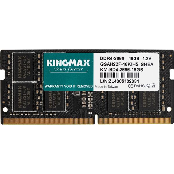 Купить Модуль памяти Kingmax 16GB DDR4, 2666MHz, RTL, PC4-21300, CL19, SO-DIMM [KM-SD4-2666-16GS], изображение 2 в интернет-магазине Irkshop.ru