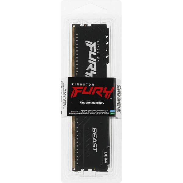 Купить Модуль памяти Kingston Fury Beast Black 32GB DDR4, 2666MHz, PC4-21300, CL16, DIMM, RTL, Gaming [KF426C16BB/32], изображение 2 в интернет-магазине Irkshop.ru